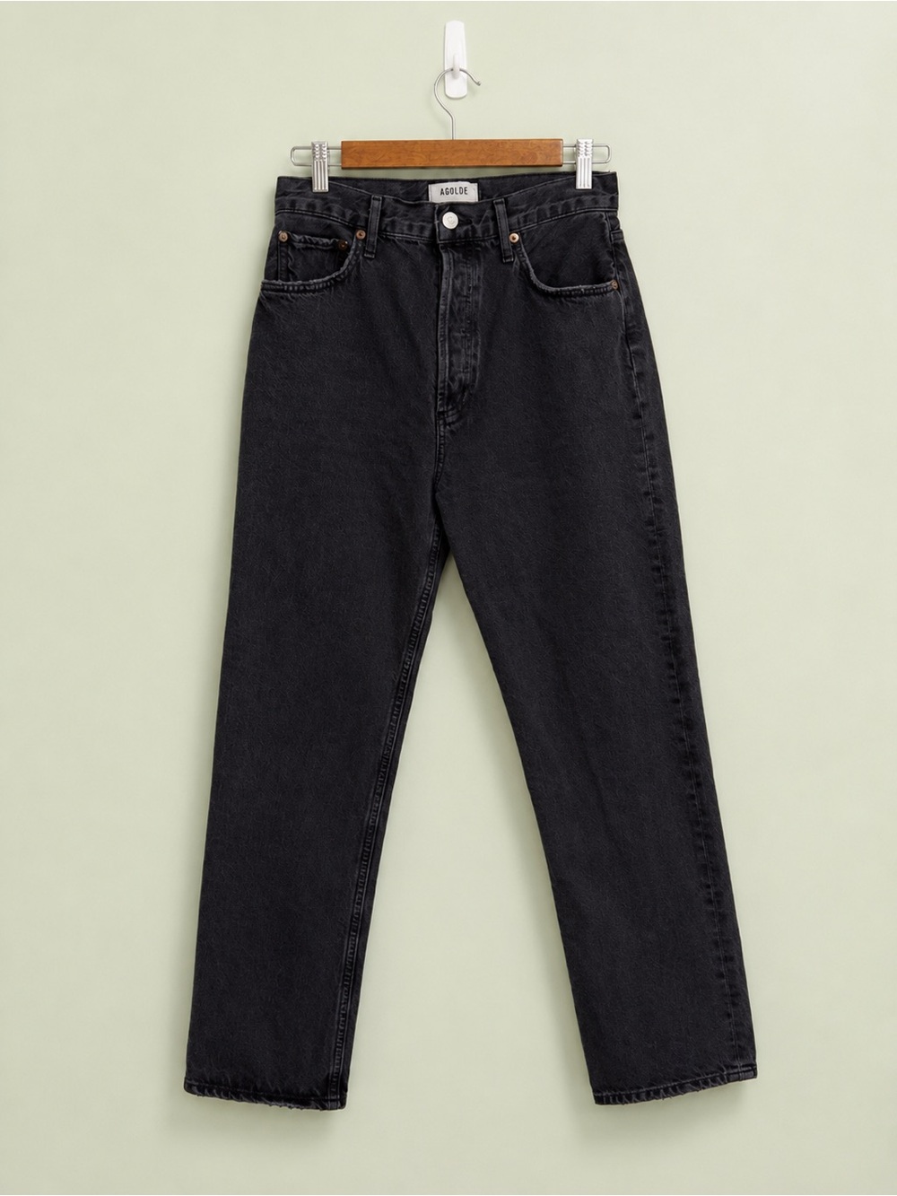 AGOLDE 90s Style Black Relaxed Straight Jeans in Vintage Black (Size 27) - Picture 2 of 6